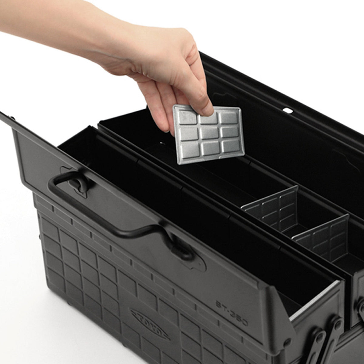 Steel Toolbox with Cantilever Lid and Upper Storage Trays, style ST-350