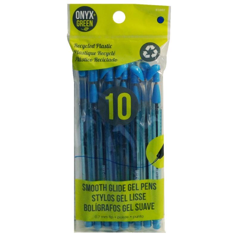 Recycled Blue Gel Pens, Pack of 10