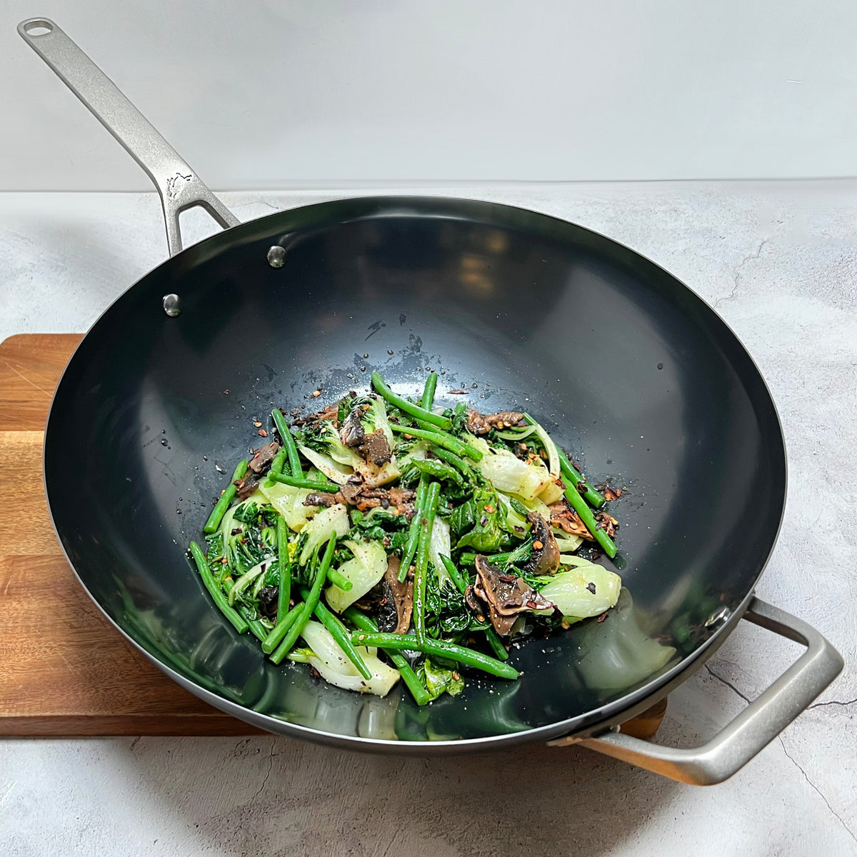 Toughened Carbon Steel Wok, 14"