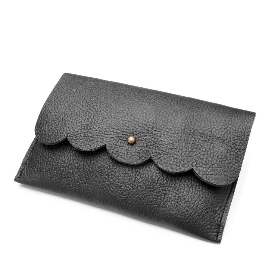 The Paola Leather Clutch Black