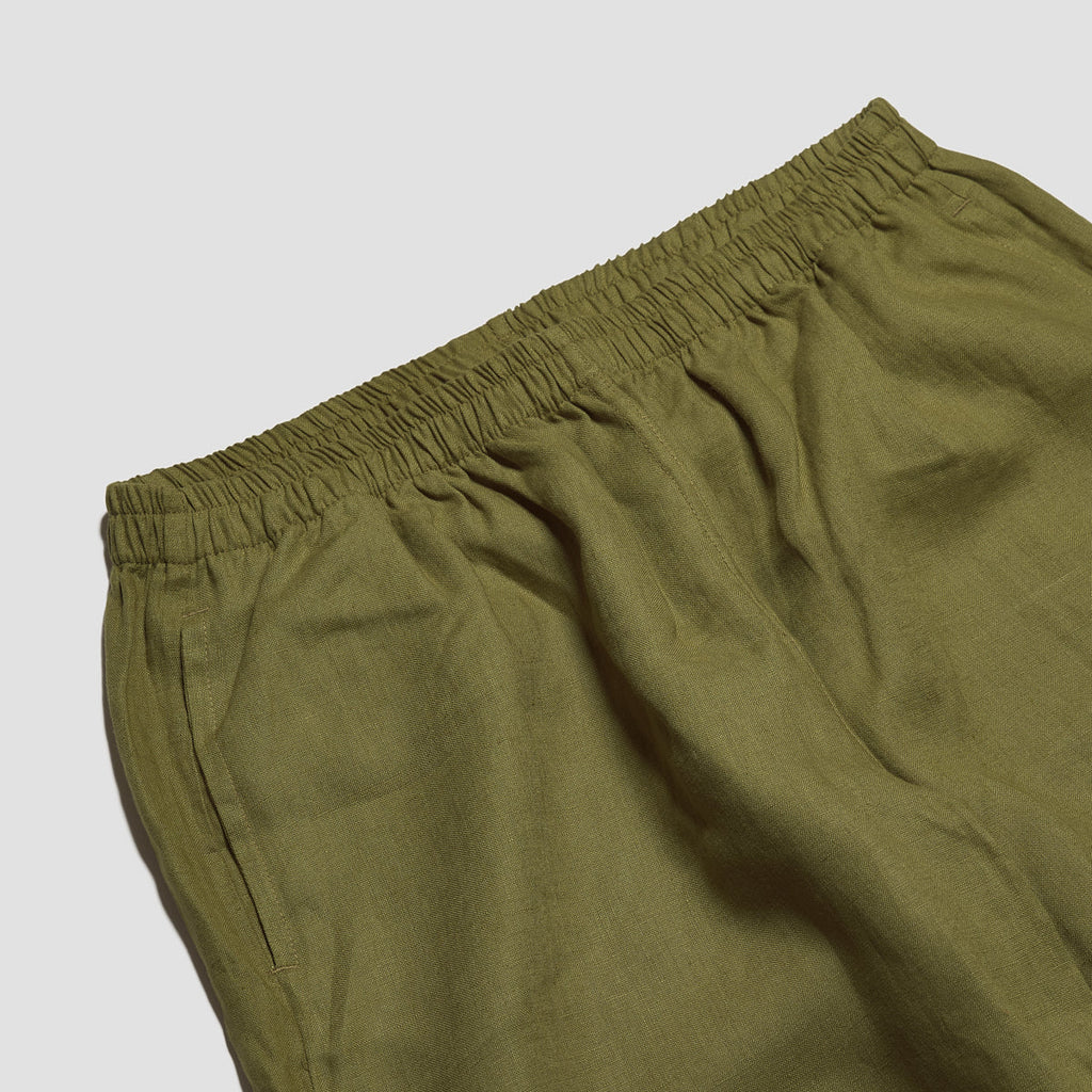 Women's Moss Plain Linen Pajama Pants Waistband Detail