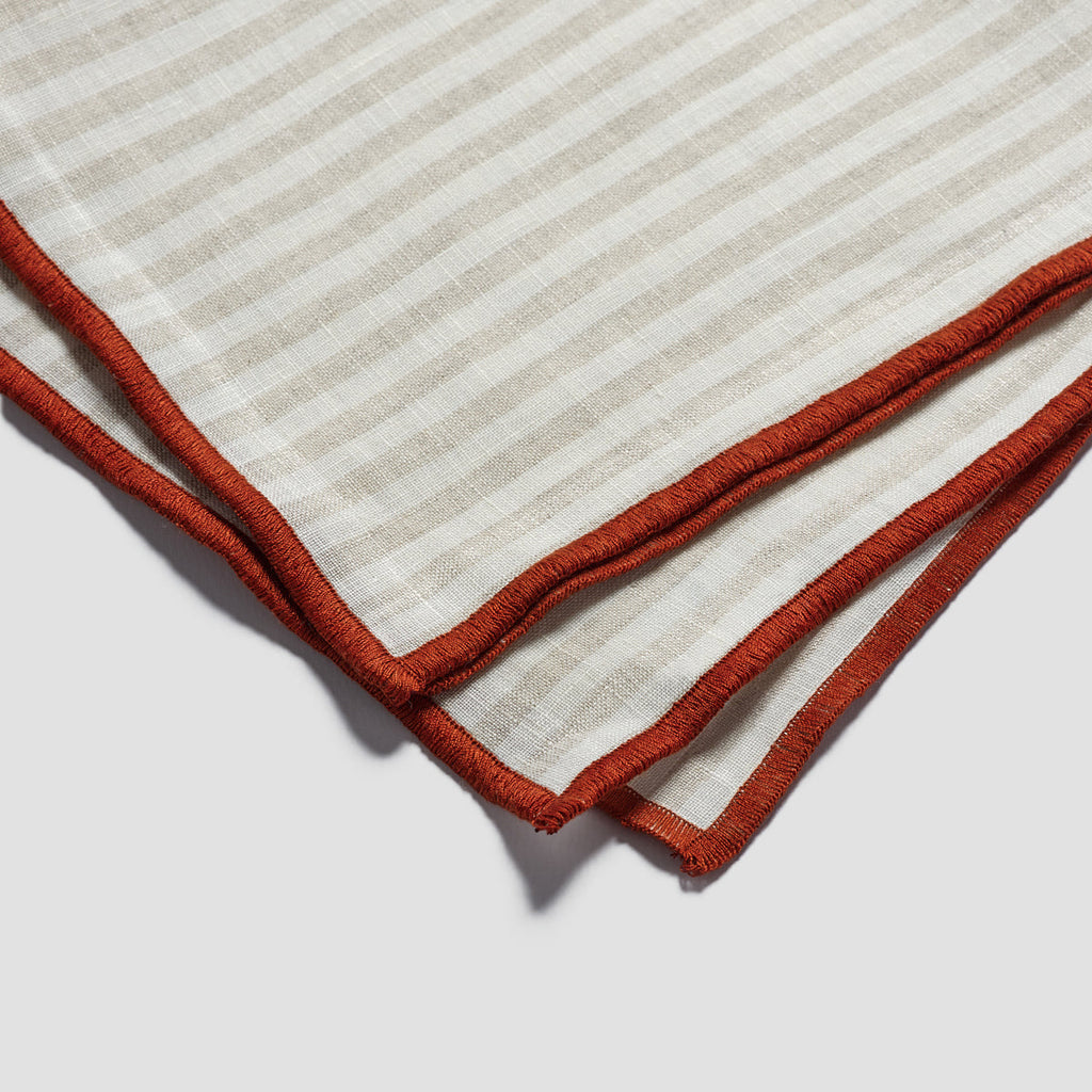 Oatmeal Stripe Linen Napkin Set