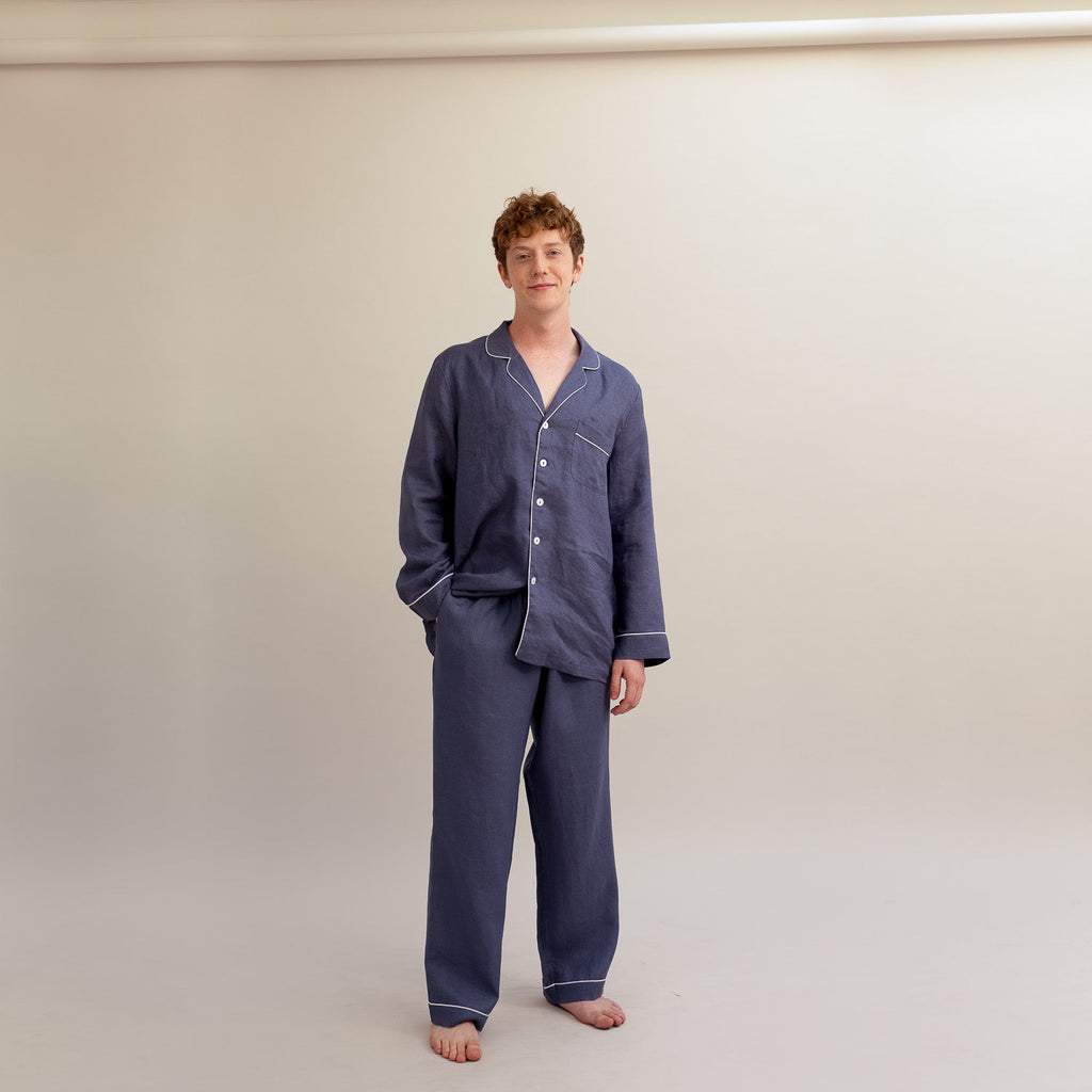 Men's Blueberry Linen Pajama Set - PIGLET US