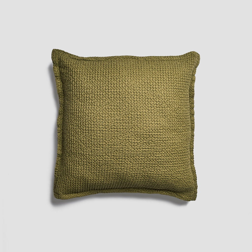 Botanical Green Waffle Cotton Cushion Cover - PIGLET US