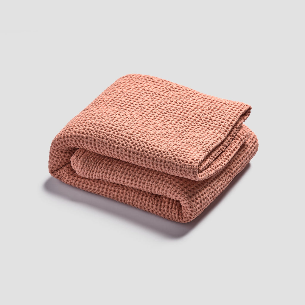 Pink Clay Waffle Cotton Throw - PIGLET US