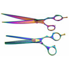 Yakizume & Nagasa Rainbow Titanium Dog Grooming and Thinning Shears Set, Left-Handed