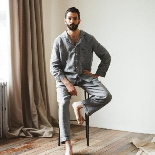 Men's Linen Pajama Set, Gray | Buy Me Once